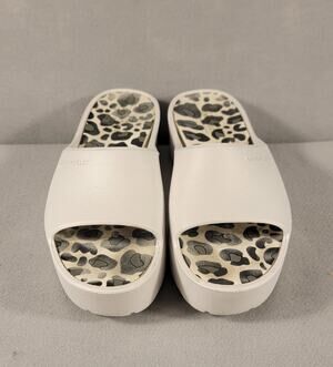 Lemon Jelly Womens Enyd Platform Slide Sandals White Leopard Print Size 41 US 10